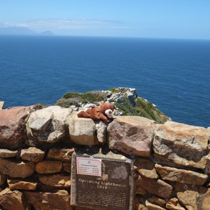 Wohliges Posing am Kap mit dem Meer im Hintergrund